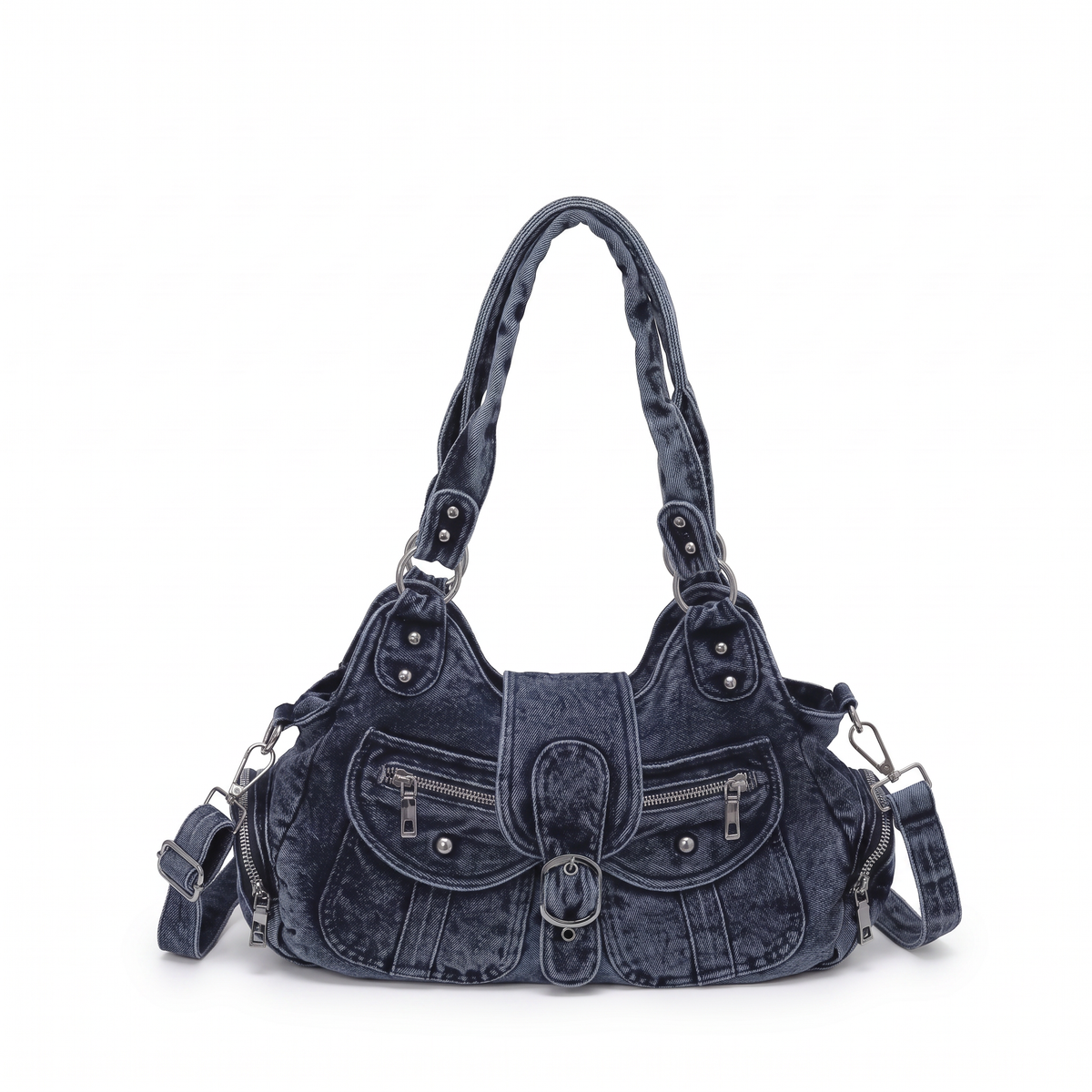 Women's Washed Denim Shoulder Bag in Indigo