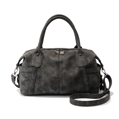 Women's Washed Faux Leather Boston Bag, front view