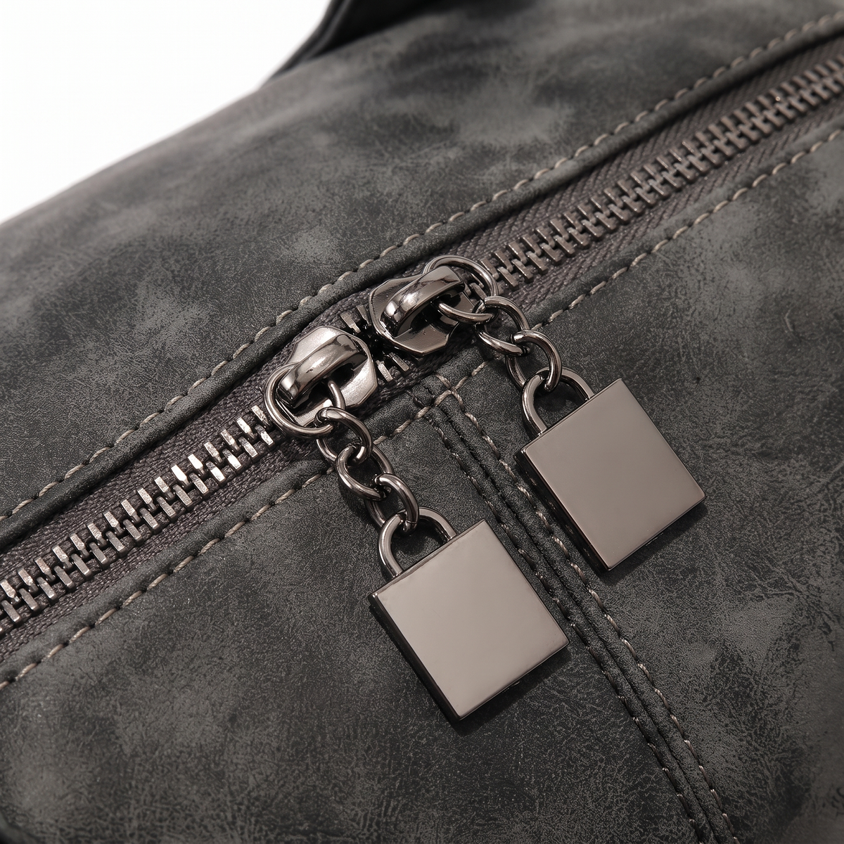 Women's Washed Faux Leather Boston Bag, hardware close-up