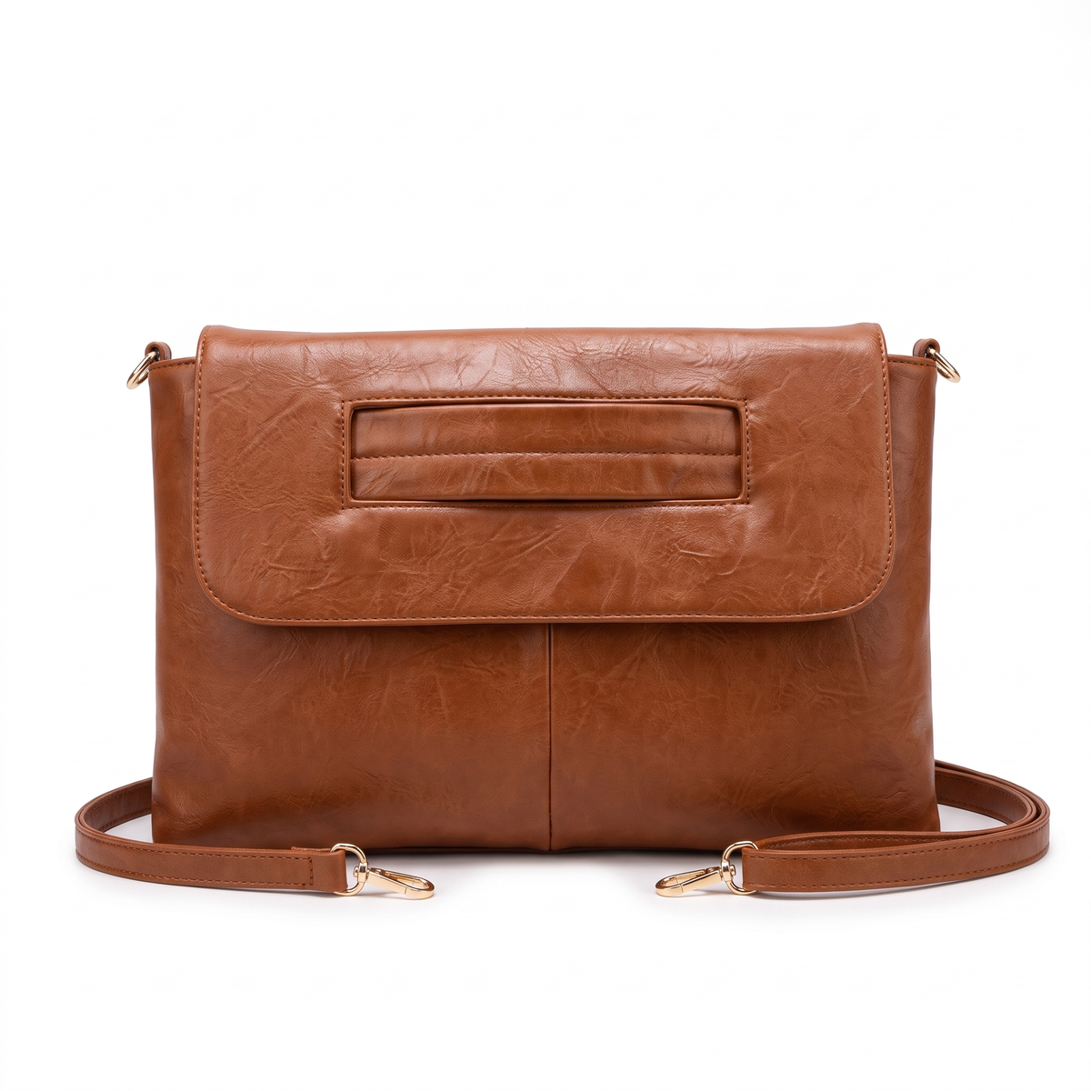 Women's Washed Faux Leather Envelope Clutch, front view