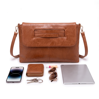 Women's Washed Faux Leather Envelope Clutch, what fits inside