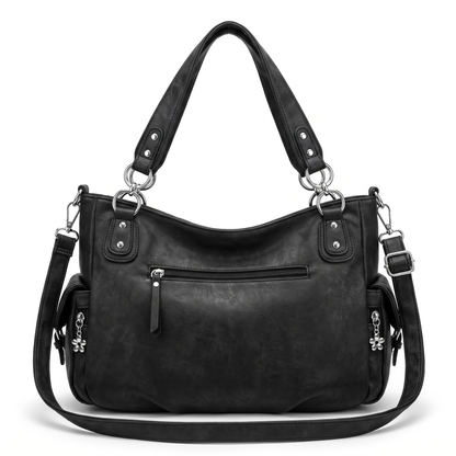 Women's Washed Vegan Leather Hobo Bag, back view