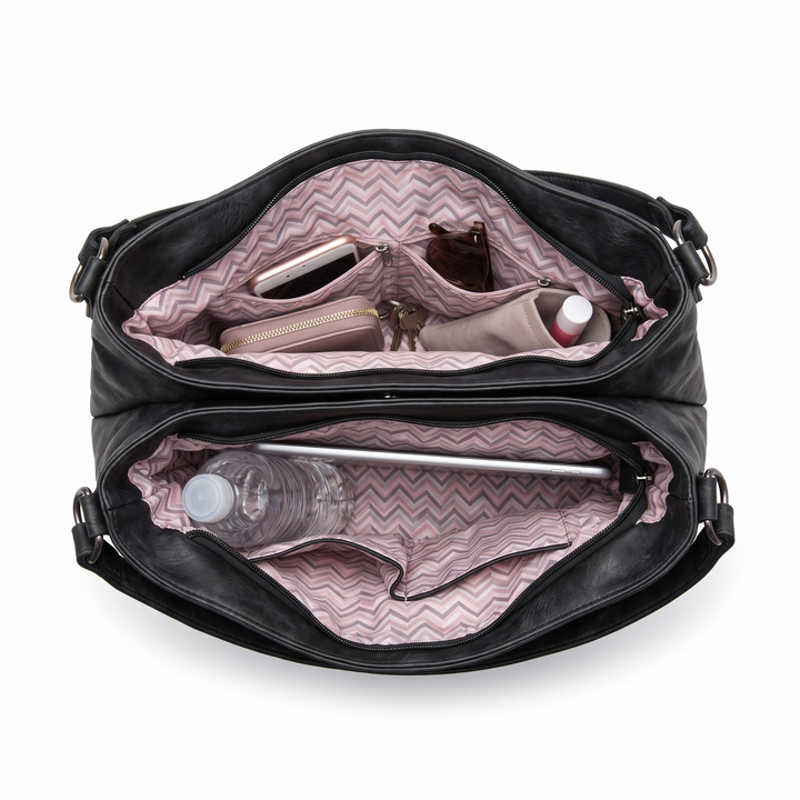 Women's Washed Vegan Leather Hobo Bag, interior