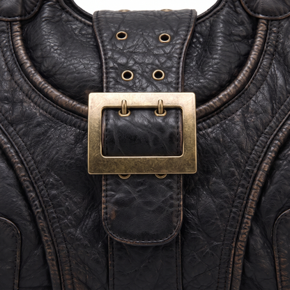 Women's Washed Vegan Leather Hobo Bag, hardware close-up