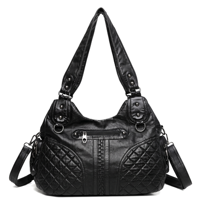 Women's Washed Vegan Leather Hobo Bag, front view