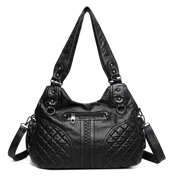 Women's Washed Vegan Leather Hobo Bag, front view
