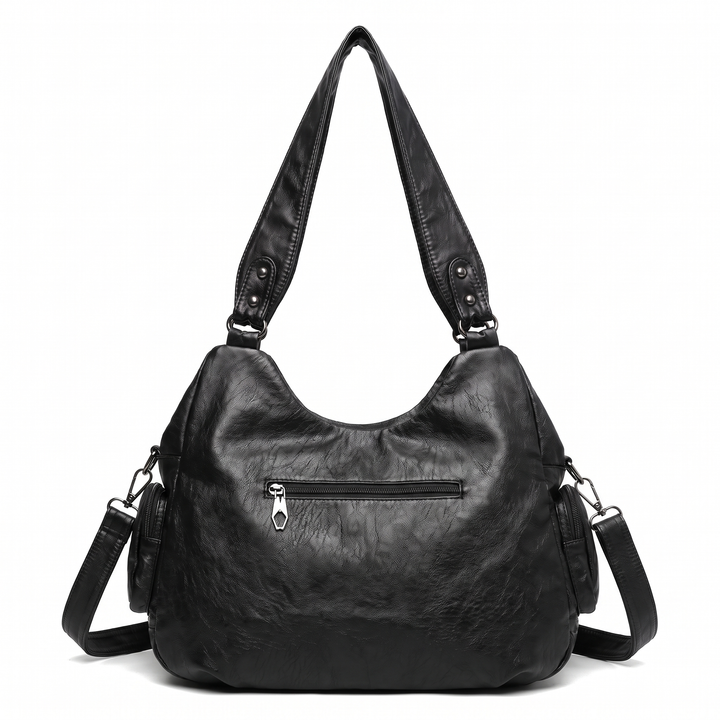 Women's Washed Vegan Leather Hobo Bag, back view