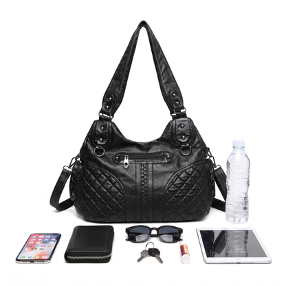 Women's Washed Vegan Leather Hobo Bag, what fits inside