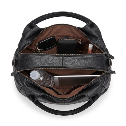 Women's Washed Vegan Leather Hobo Bag, interior