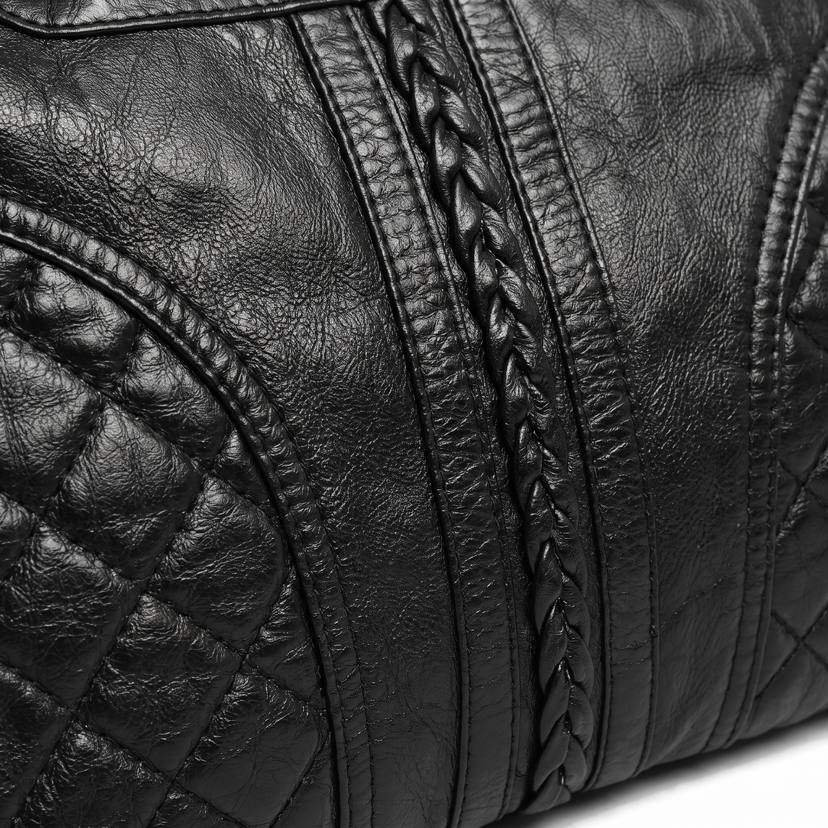 Women's Washed Vegan Leather Hobo Bag, hardware close-up