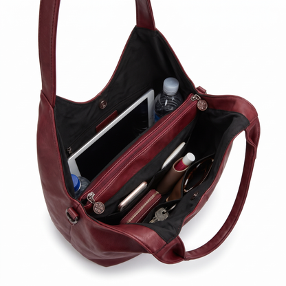 Women's Washed Vegan Leather Hobo Bag, interior