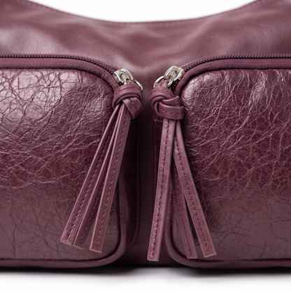 Women's Washed Vegan Leather Top Handle Bag, hardware close-up