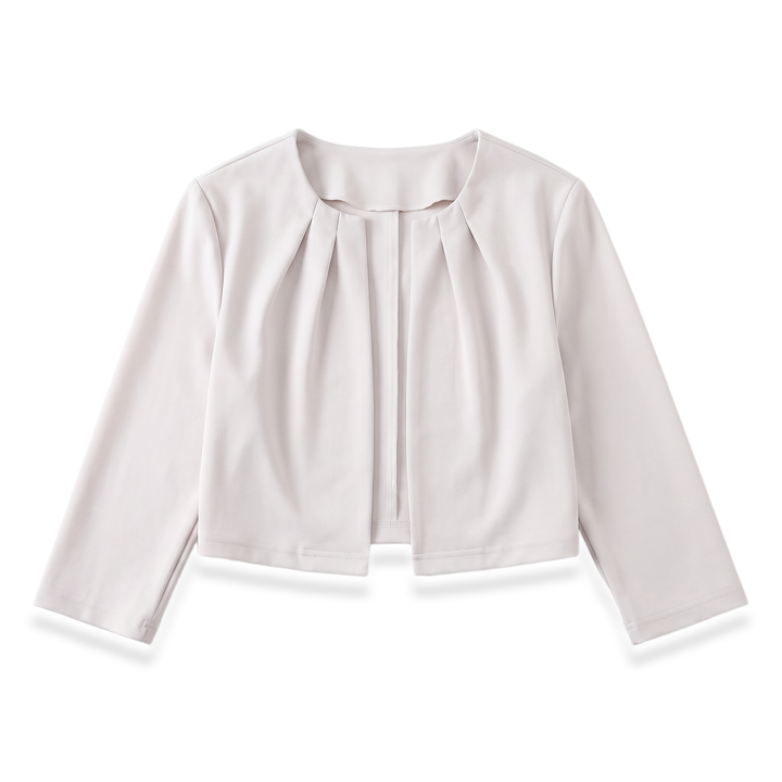 Sunoire Pleated Cropped Open-Front Blazer garment flatlay