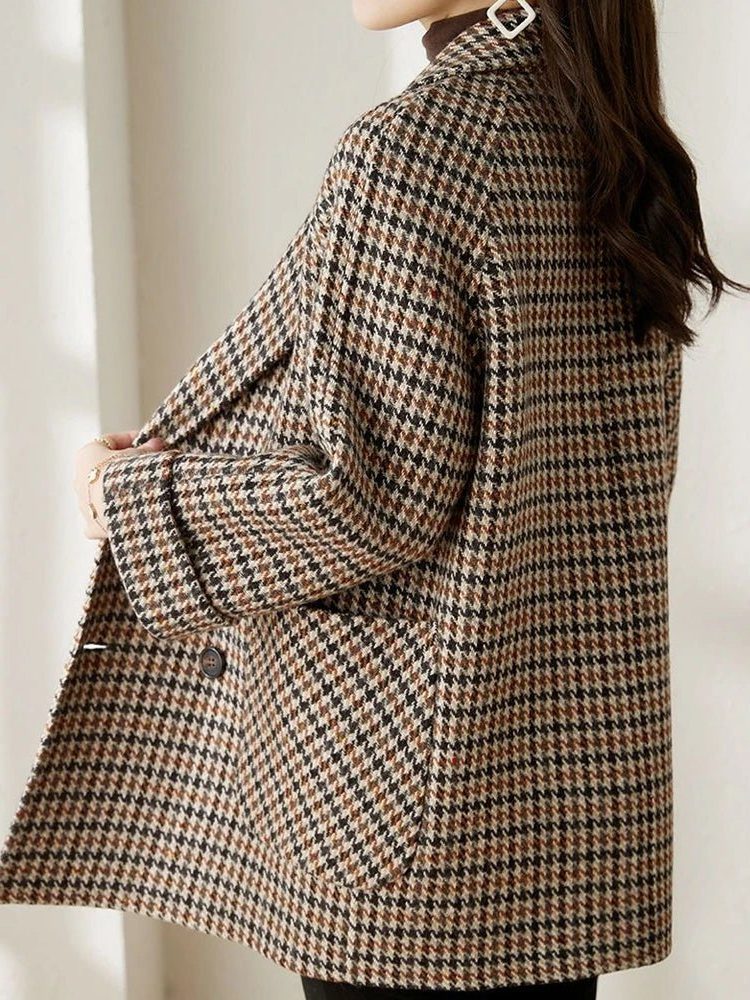 Women's Wool-Effect Houndstooth Blazer Coat in Brown, another view