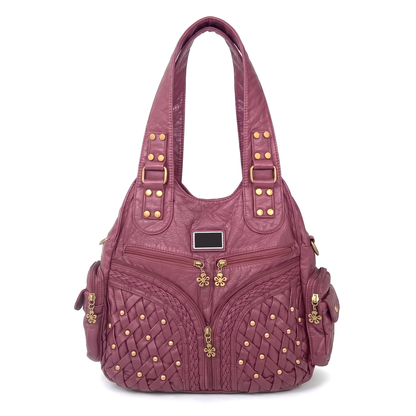 Women's Woven Vegan Leather Hobo Bag, front view