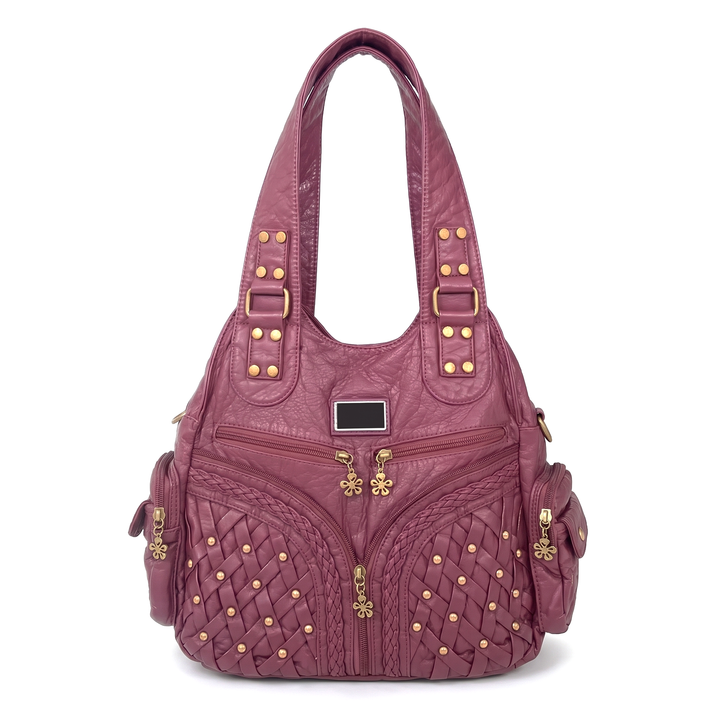 Women's Woven Vegan Leather Hobo Bag, front view