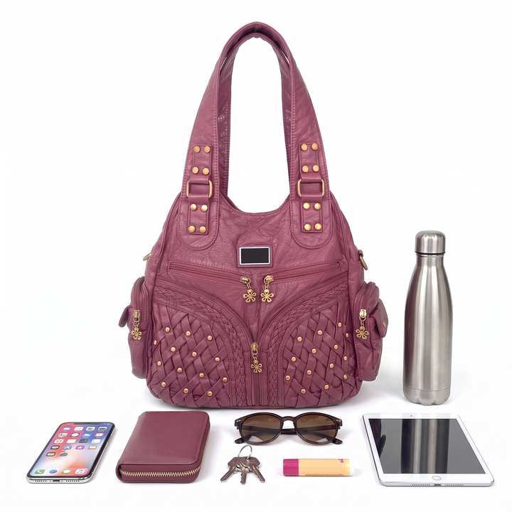 Women's Woven Vegan Leather Hobo Bag, what fits inside