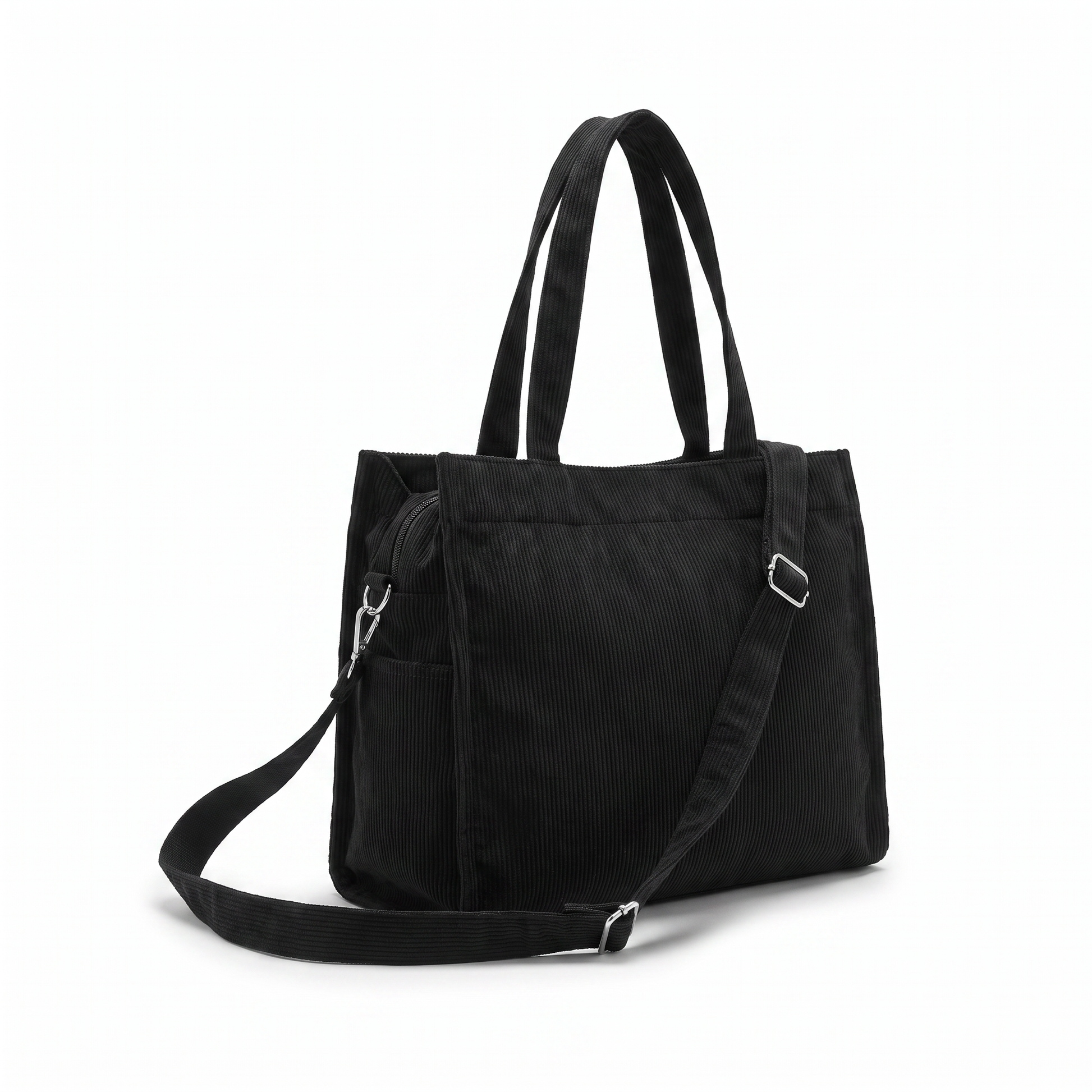 Sunoire wren black corduroy tote bag 02 three quarter