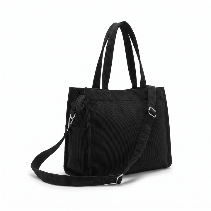 Sunoire wren black corduroy tote bag 02 three quarter