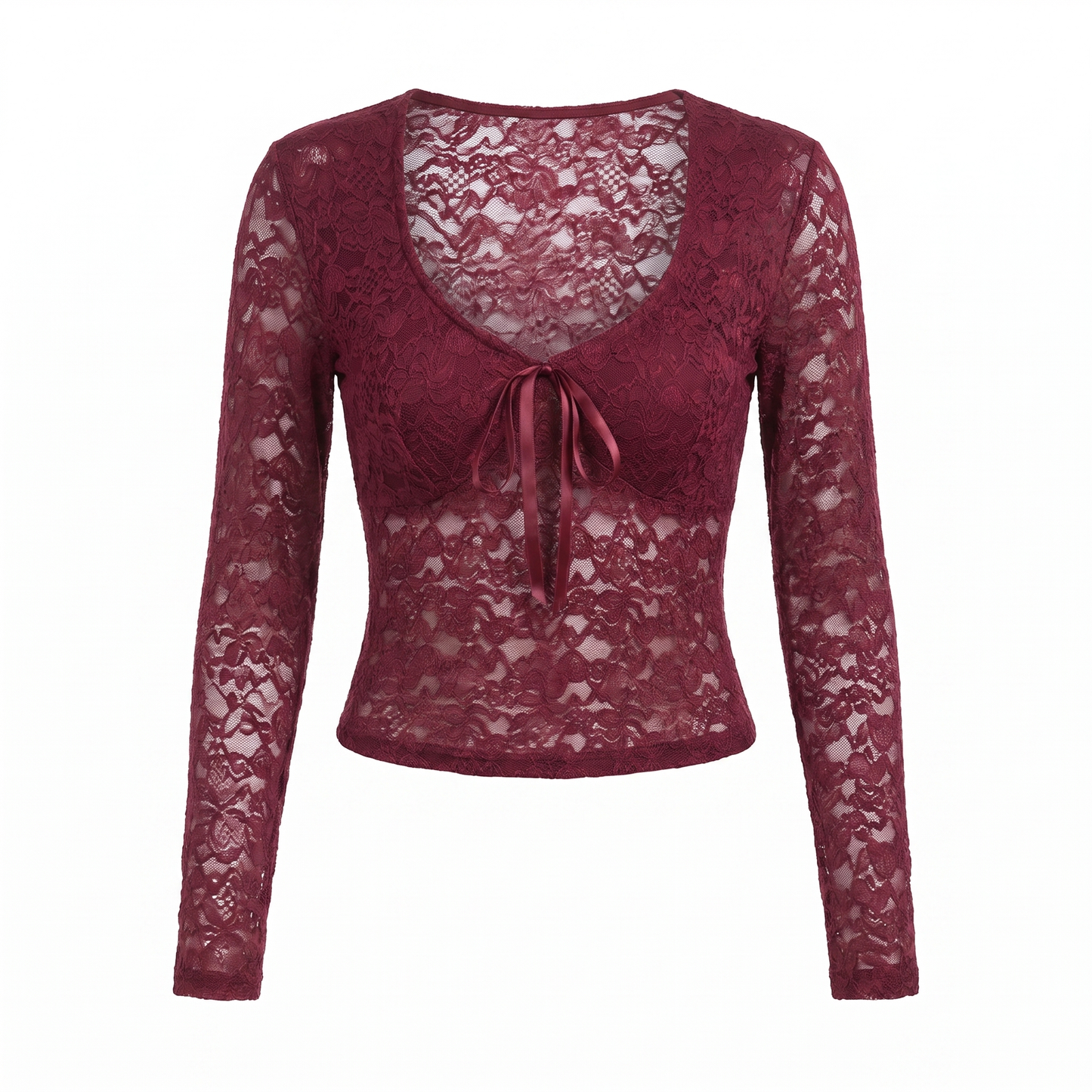 Sunoire y2k lace t shirts long sleeved sexy t shirt women s top short tee shirt garment flatlay 01