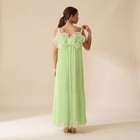 Sunoire your only darling green floral applique off shoulder maxi dress back view 01