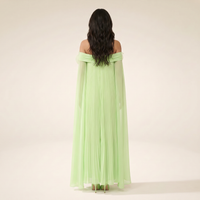 Sunoire your only darling green floral applique off shoulder maxi dress back view 01