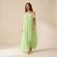 Sunoire your only darling green floral applique off shoulder maxi dress front hero 01