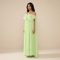 Sunoire your only darling green floral applique off shoulder maxi dress three quarter 01