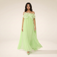 Sunoire your only darling green floral applique off shoulder maxi dress walking 01