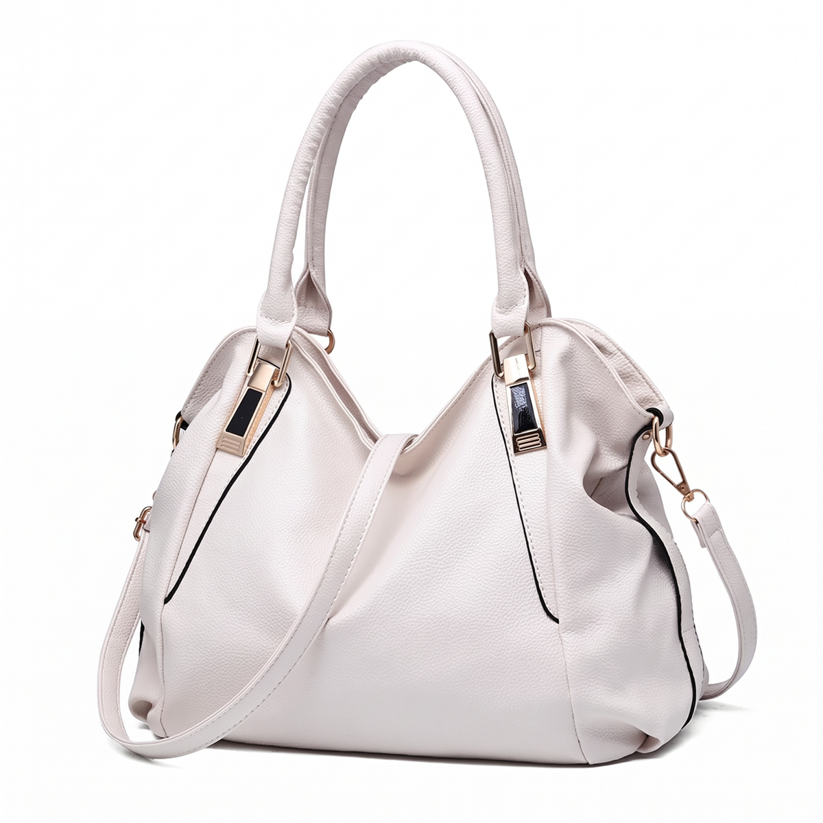Women's Slouchy Faux Leather Plaque Hobo Bag, three-quarter view