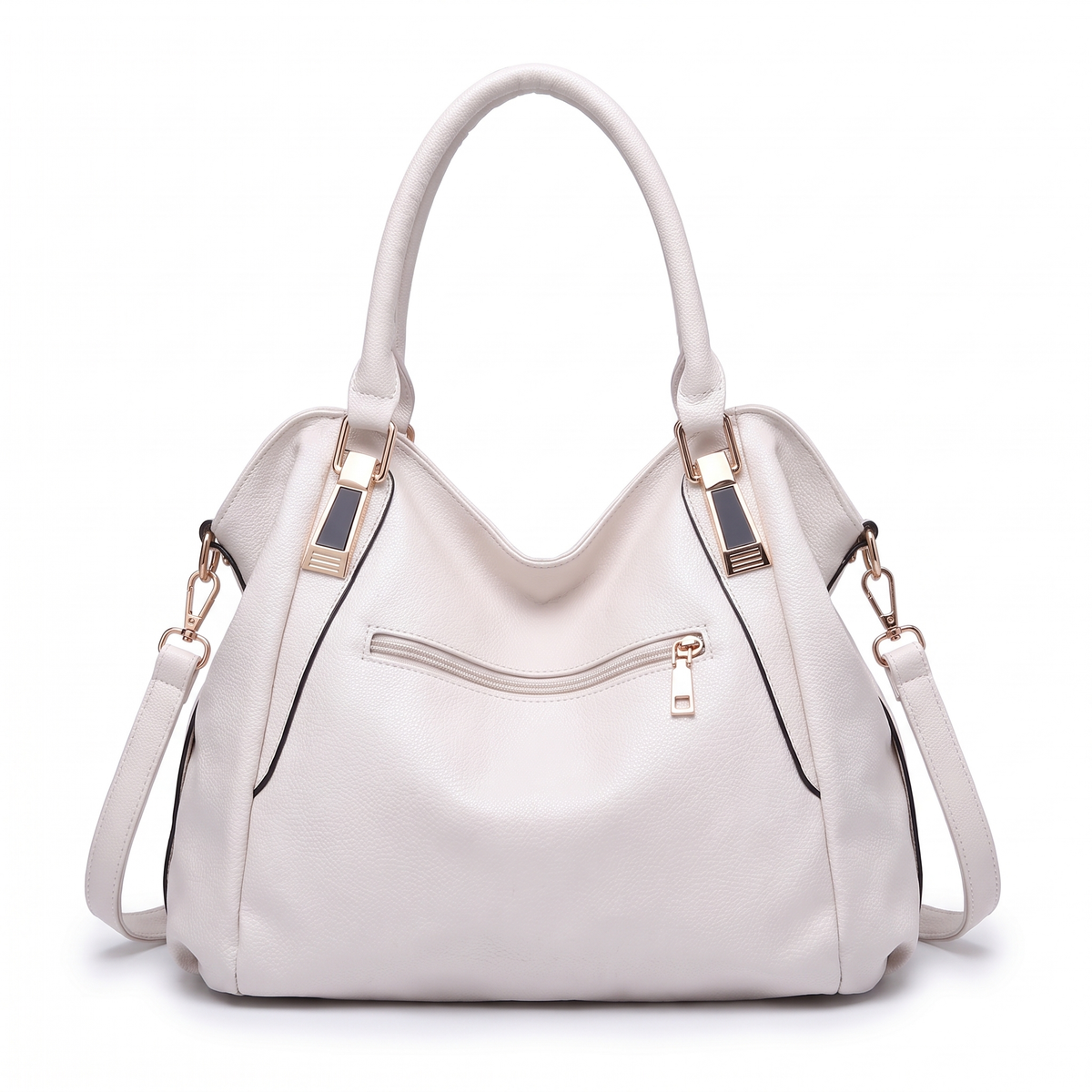 Women's Slouchy Faux Leather Plaque Hobo Bag, back view