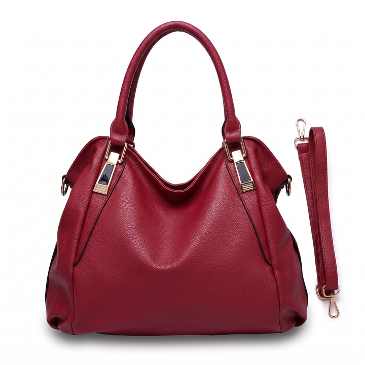 Women's Slouchy Faux Leather Plaque Hobo Bag – White Everyday Casual Shoulder Bag — Red
